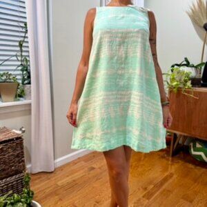 Sleeveless Mint Green Tie-Dye A-Line Dress